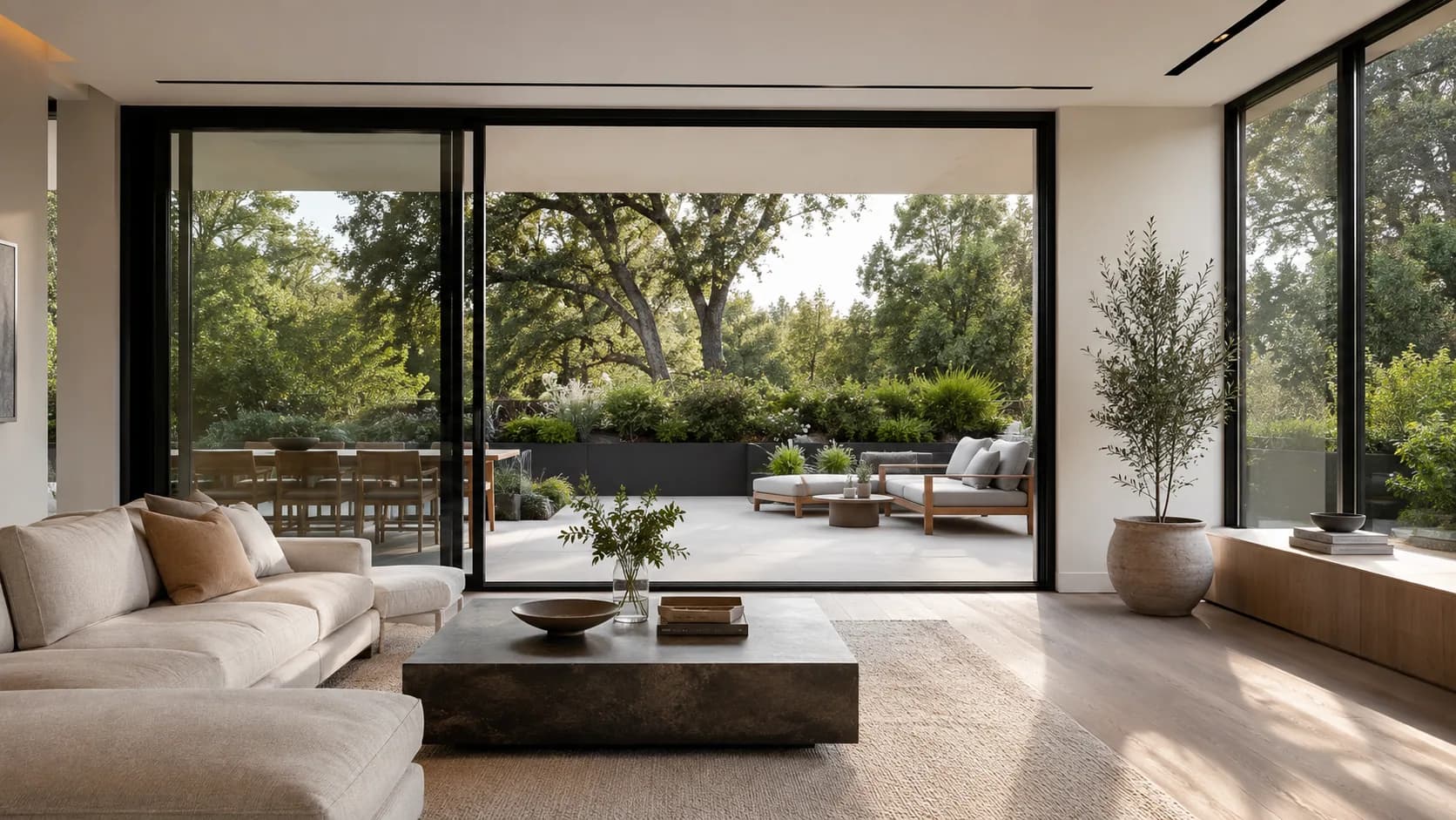 Concept image of a large sliding door application for premium and thermally broken systems