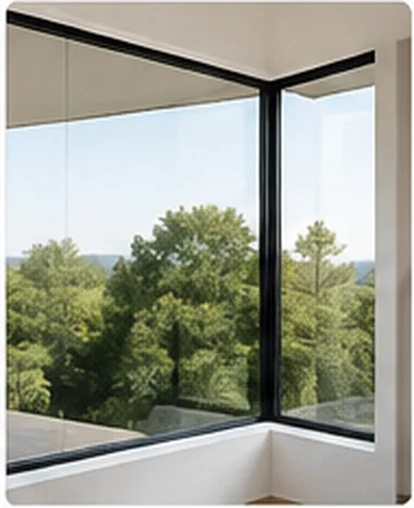 Sashless window integrated into a clean architectural glazing composition